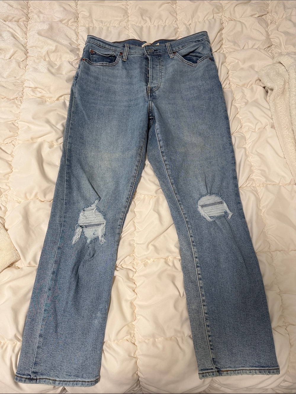 Levi's Light Blue Distressed Straight Leg Jeans